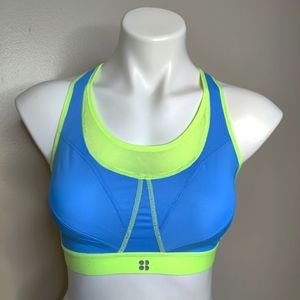 NWT Sweaty Betty Blue Green Ultra Run Bra 34DD